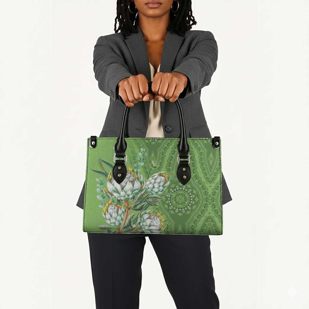 Africa King Proteas Dashiki Motif Leather Bag Green Style
