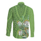 Afro King Proteas Dashiki Motif Long Sleeve Button Shirt Green Style