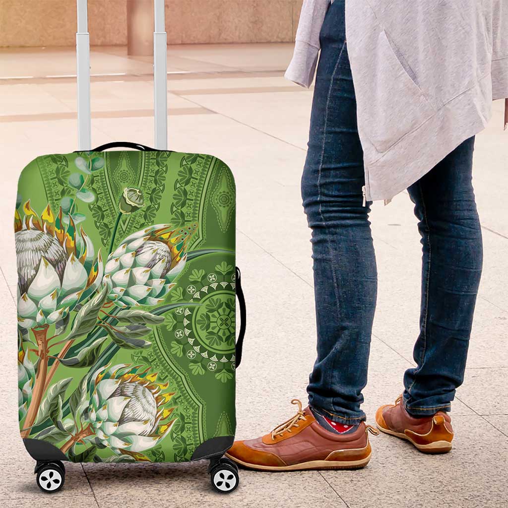 Afro King Proteas Dashiki Motif Luggage Cover Green Style