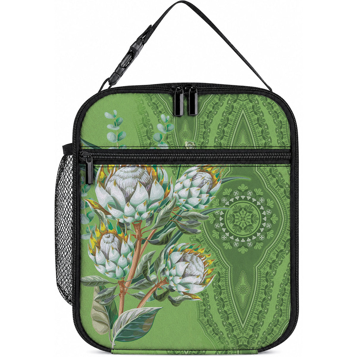 Africa King Proteas Dashiki Motif Lunch Bag Green Style