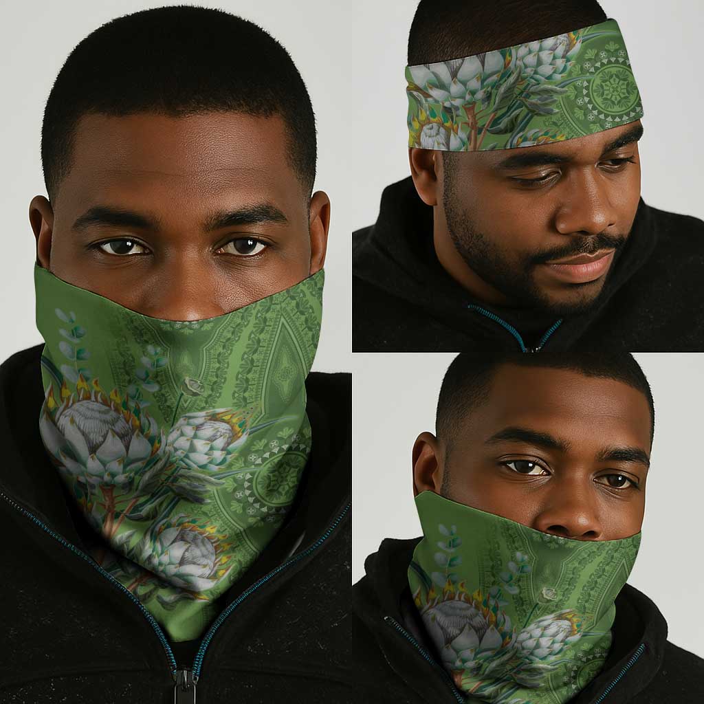 Afro King Proteas Dashiki Motif Neck Gaiter Green Style LT9