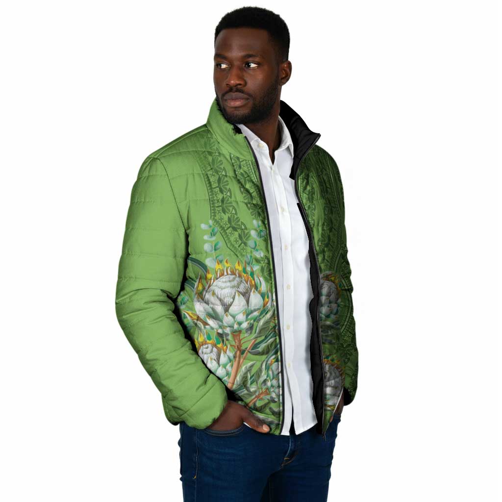 Africa King Proteas Dashiki Motif Padded Jacket Green Style