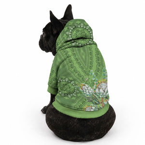 Africa King Proteas Dashiki Motif Pet Hoodie Green Style