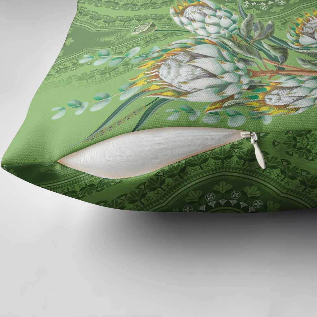 Africa King Proteas Dashiki Motif Pillow Cover Green Style