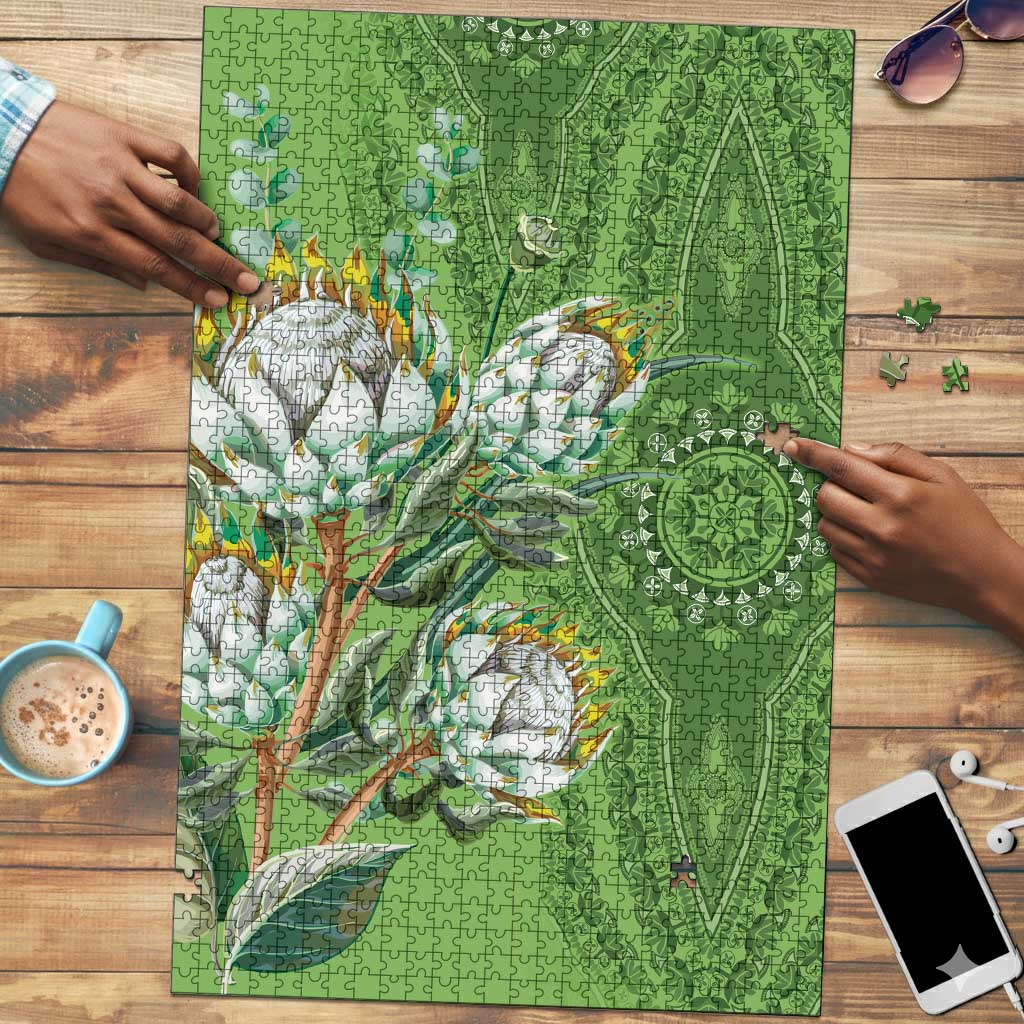 Africa King Proteas Dashiki Motif Puzzle Green Style