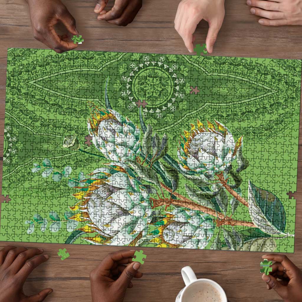 Africa King Proteas Dashiki Motif Puzzle Green Style