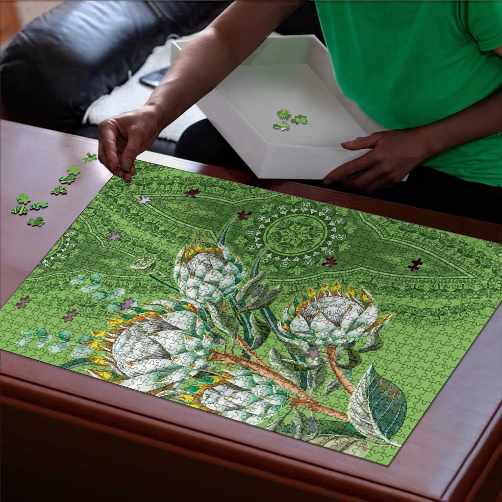 Africa King Proteas Dashiki Motif Puzzle Green Style