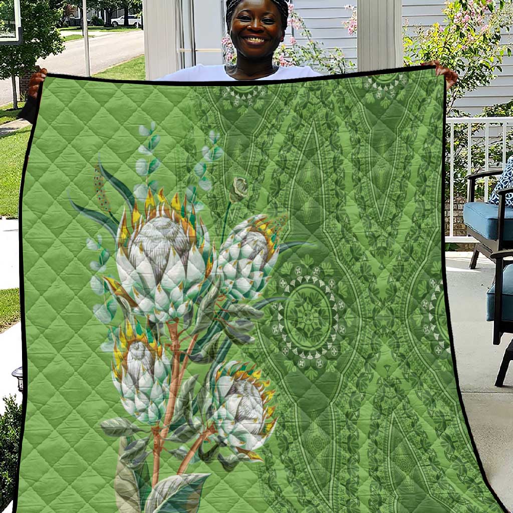 Afro King Proteas Dashiki Motif Quilt Green Style