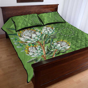 Afro King Proteas Dashiki Motif Quilt Bed Set Green Style