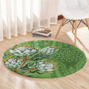 Afro King Proteas Dashiki Motif Round Carpet Green Style