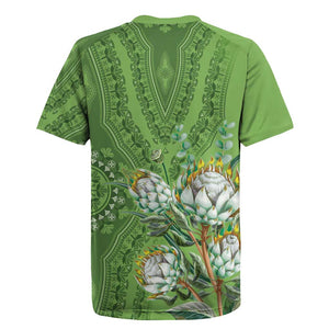 Afro King Proteas Dashiki Motif Rugby Jersey Green Style