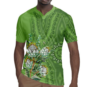 Afro King Proteas Dashiki Motif Rugby Jersey Green Style