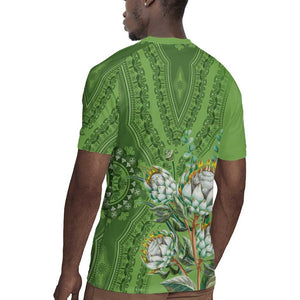 Afro King Proteas Dashiki Motif Rugby Jersey Green Style