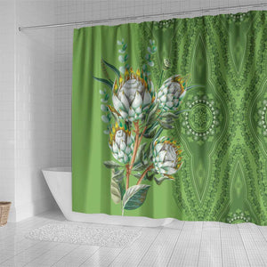 Afro King Proteas Dashiki Motif Shower Curtain Green Style