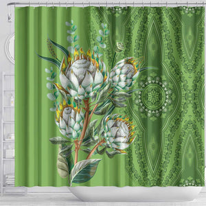 Afro King Proteas Dashiki Motif Shower Curtain Green Style