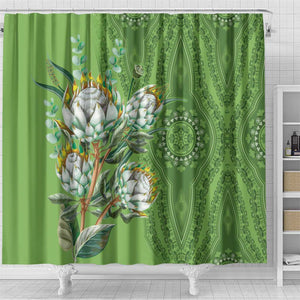 Afro King Proteas Dashiki Motif Shower Curtain Green Style