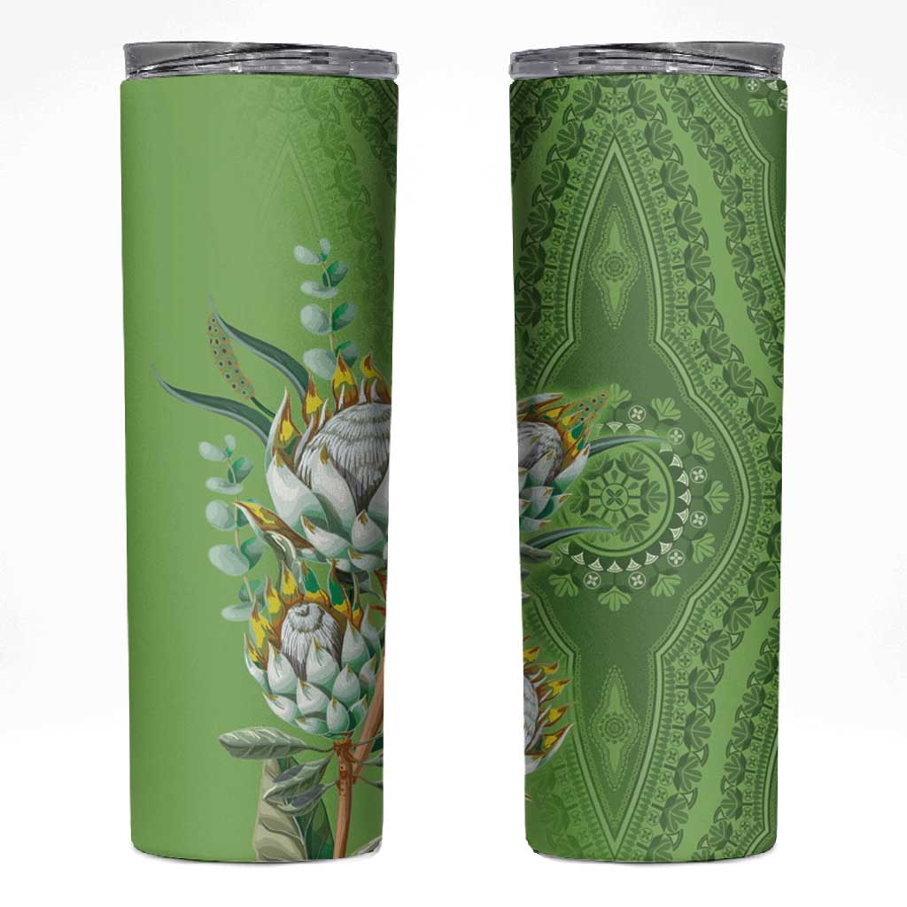 Afro King Proteas Dashiki Motif Skinny Tumbler Green Style