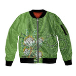 Afro King Proteas Dashiki Motif Sleeve Zip Bomber Jacket Green Style