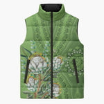 Africa King Proteas Dashiki Motif Sleeveless Puffer Jacket Green Style