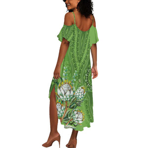 Afro King Proteas Dashiki Motif Summer Maxi Dress Green Style