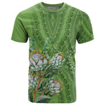 Afro King Proteas Dashiki Motif T shirt Green Style