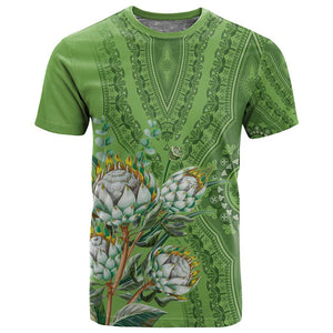 Afro King Proteas Dashiki Motif T shirt Green Style