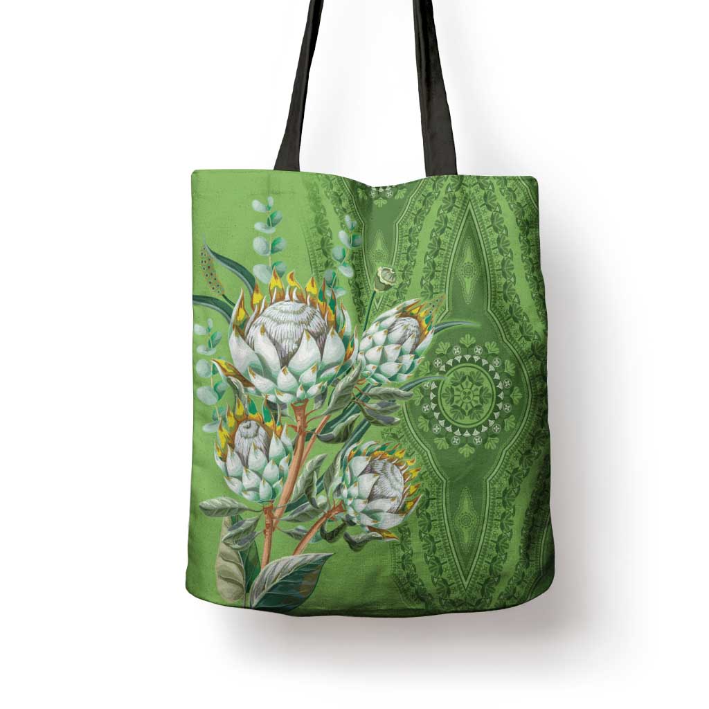 Africa King Proteas Dashiki Motif Tote Bag Green Style