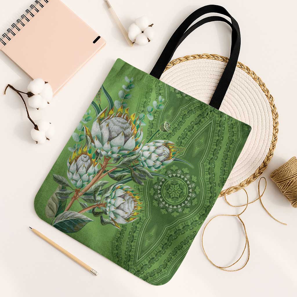 Africa King Proteas Dashiki Motif Tote Bag Green Style