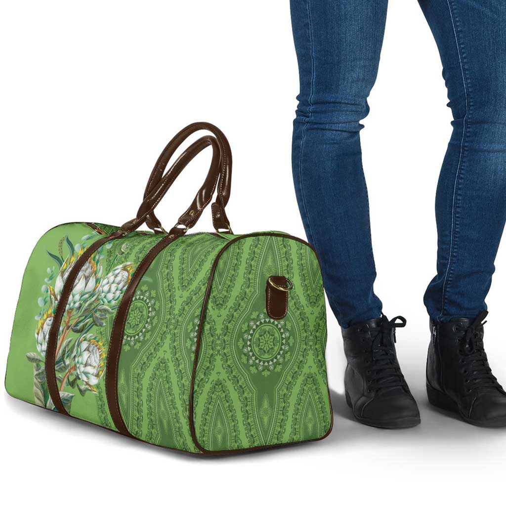Africa King Proteas Dashiki Motif Travel Bag Green Style