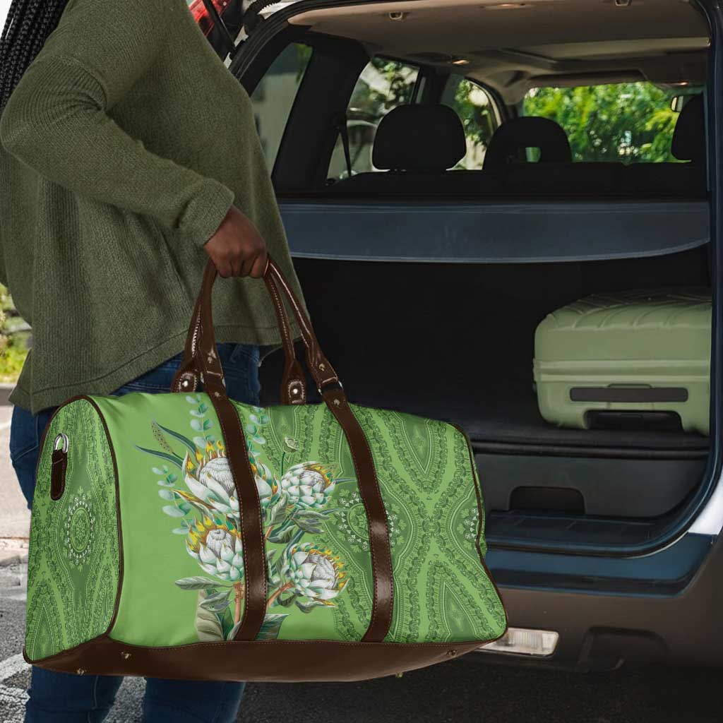 Africa King Proteas Dashiki Motif Travel Bag Green Style