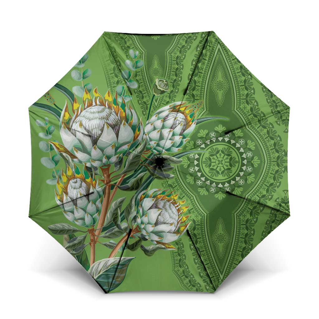 Africa King Proteas Dashiki Motif Umbrella Green Style