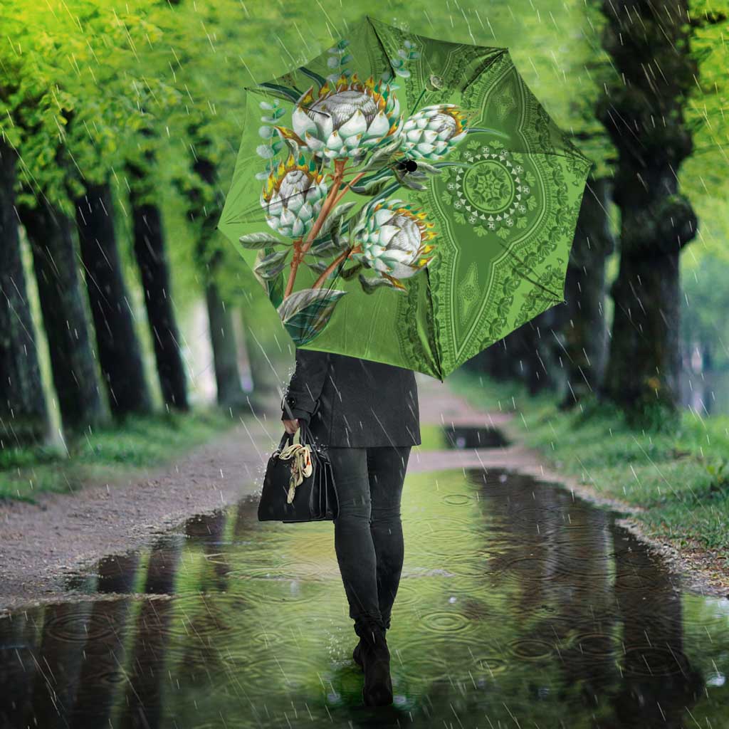 Africa King Proteas Dashiki Motif Umbrella Green Style