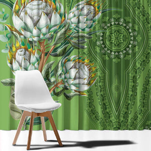 Afro King Proteas Dashiki Motif Window Curtain Green Style