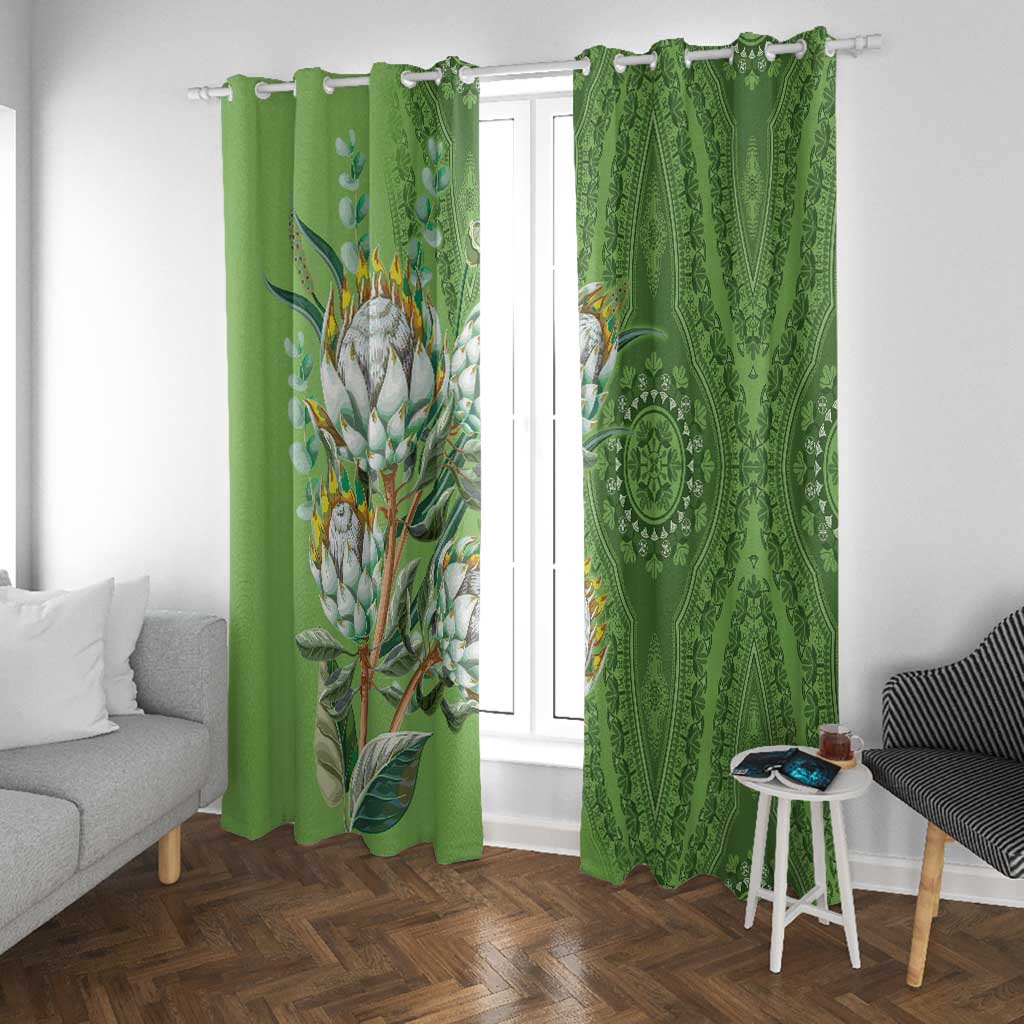 Afro King Proteas Dashiki Motif Window Curtain Green Style