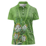 Afro King Proteas Dashiki Motif Women Polo Shirt Green Style