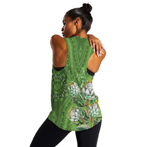 Afro King Proteas Dashiki Motif Women Racerback Tank Green Style