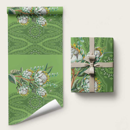 Africa King Proteas Dashiki Motif Wrapping Paper Green Style - African Pride