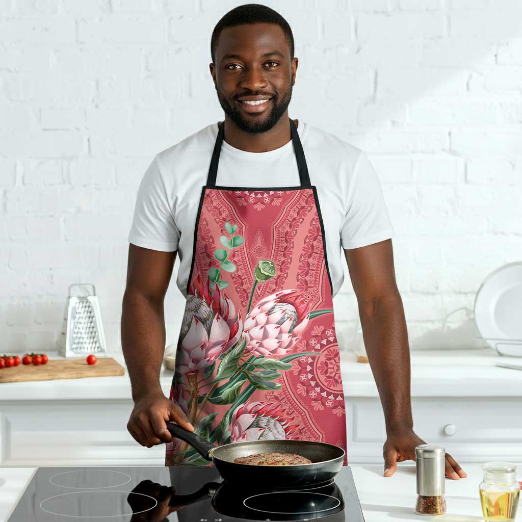 Africa King Proteas Dashiki Motif Apron Peach Style