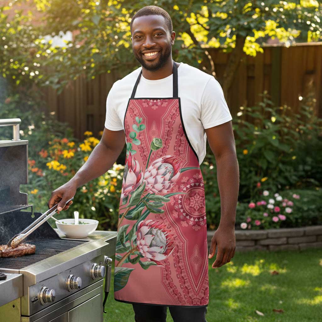 Africa King Proteas Dashiki Motif Apron Peach Style