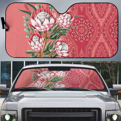 Africa King Proteas Dashiki Motif Auto Sun Shade Peach Style