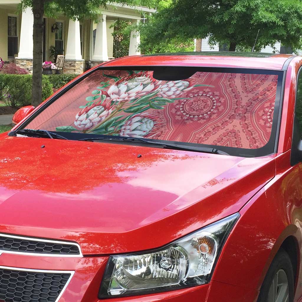 Africa King Proteas Dashiki Motif Auto Sun Shade Peach Style