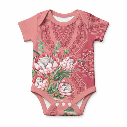 Africa King Proteas Dashiki Motif Baby Onesie Peach Style