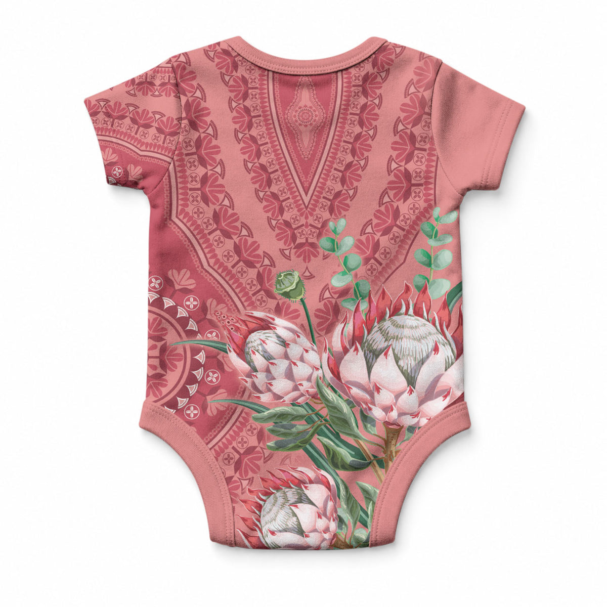 Africa King Proteas Dashiki Motif Baby Onesie Peach Style
