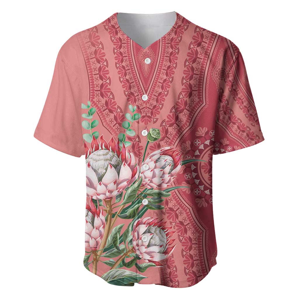 Afro King Proteas Dashiki Motif Baseball Jersey Peach Style