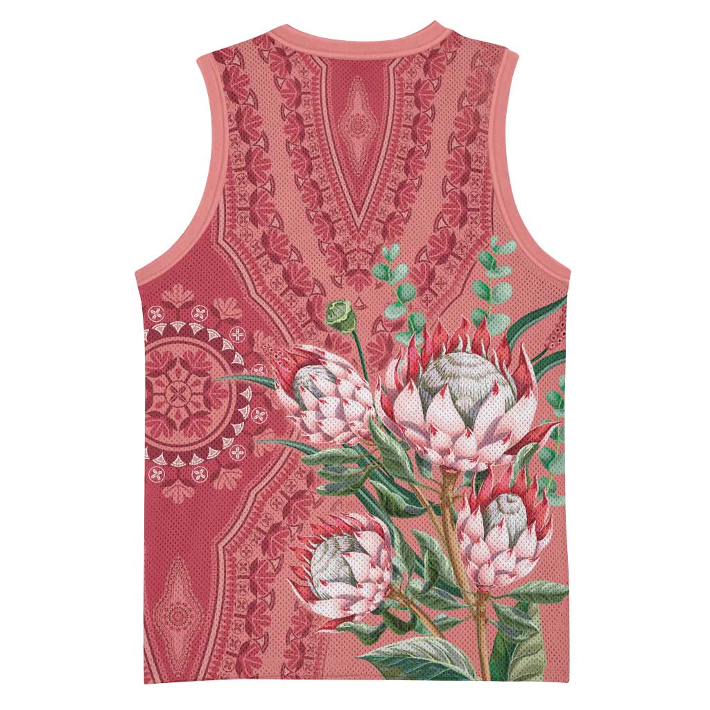 Afro King Proteas Dashiki Motif Basketball Jersey Peach Style LT9