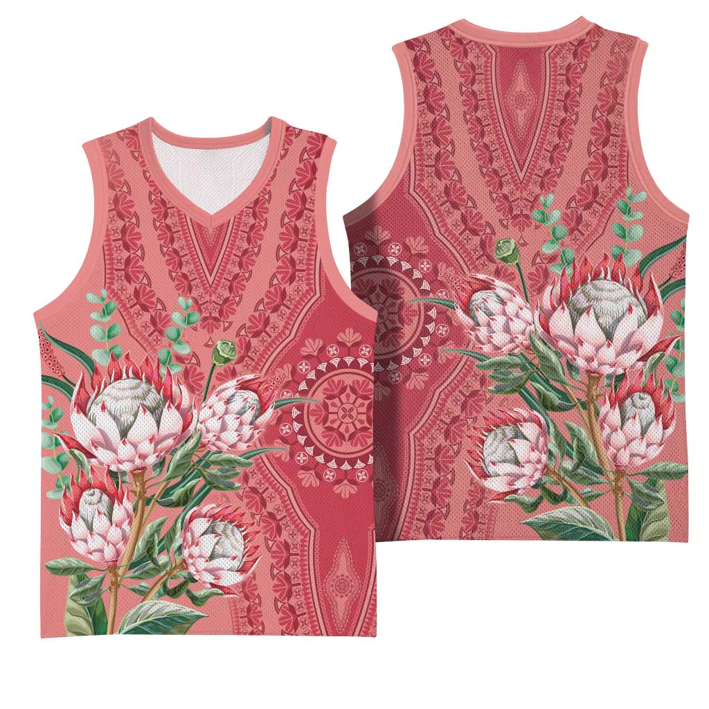 Afro King Proteas Dashiki Motif Basketball Jersey Peach Style LT9