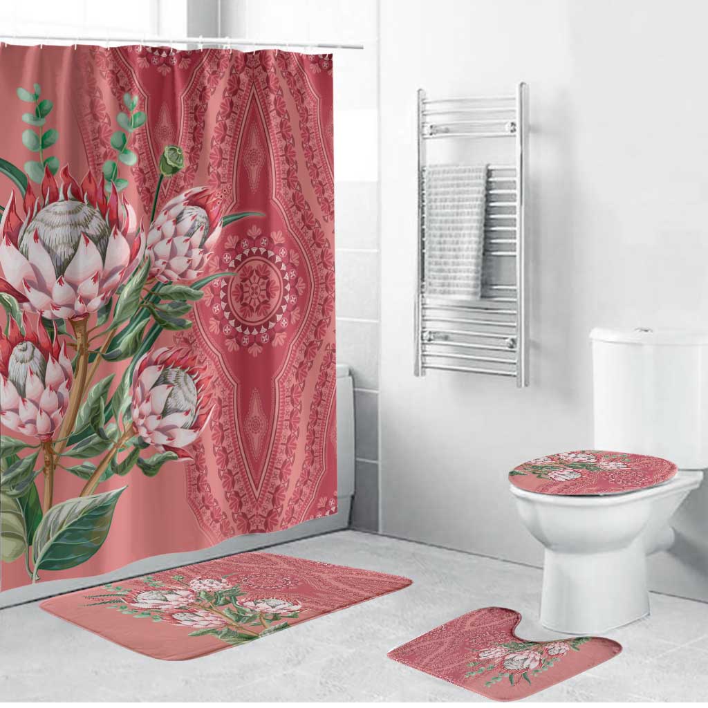 Africa King Proteas Dashiki Motif Bathroom Set Peach Style