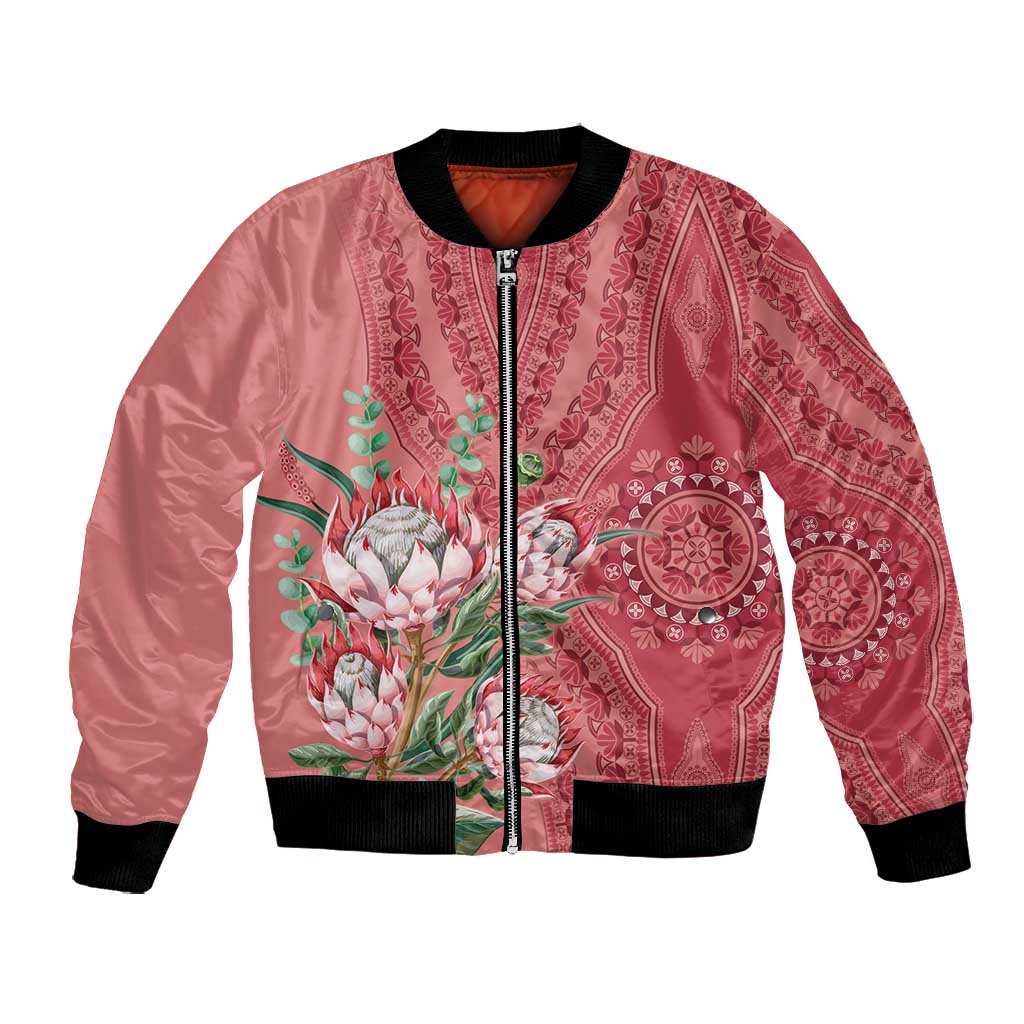 Afro King Proteas Dashiki Motif Bomber Jacket Peach Style