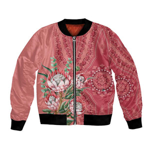 Afro King Proteas Dashiki Motif Bomber Jacket Peach Style