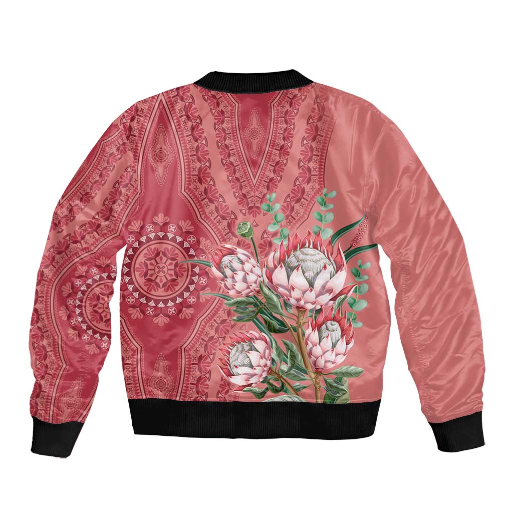 Afro King Proteas Dashiki Motif Bomber Jacket Peach Style